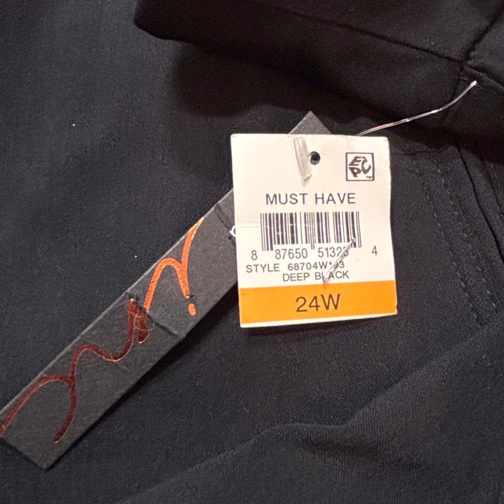 INC Womens Pants Size 24W International Concepts Wide Leg Black Pull On‎ NWT - Picture 4 of 4